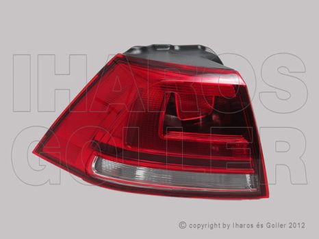 VW Golf VII/1 2012.10.01-2016.10.31 Hátsó lámpa üres bal külső sötétített DEPO (01GW)