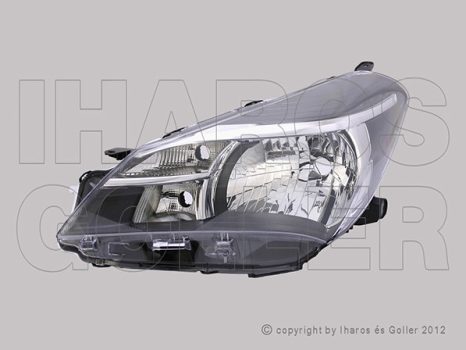 Toyota Yaris 2014.07.01-2017.02.28 Fényszóró H4/nappali fény bal fekete (motoros állítás, motor nélkül) DEPO (11HC)