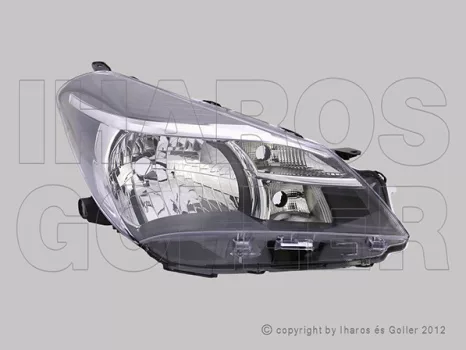 Toyota Yaris 2014.07.01-2017.02.28 Fényszóró H4/nappali fény jobb fekete (motoros állítás, motor nélkül) DEPO (11HD)