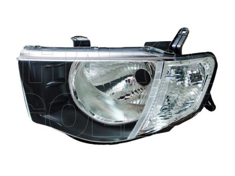 Mitsubishi L 200 (KA,KB) 2005.12.01-2014.12.31 fényszóró H4 bal, dupla fülkés, fehér (motoros állítás, motor nélkül) DEPO (0V3F)