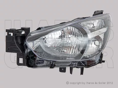 Mazda 2 2014.02.27- Fényszóró H4 bal fekete házas (motoros állítás, motor nélkül) DEPO (1MDR)