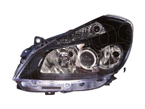 Renault Clio (Clio III) 2005.10.01-2008.12.31 fényszóró 2H7/H1 bal,fekete,motoros,DE (nem Campus)DEPO (0RZN)