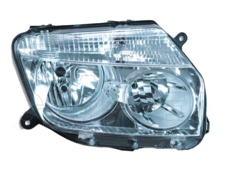 Dacia Duster 2010.02.01-2013.05.31 fényszóró H7/H1 jobb, króm házas (bel.áll. is.) DEPO (0032)