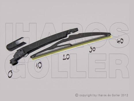 Renault Clio (Clio III) 2009.01.01-2012.10.31 Hátsó ablaktörlő kar lapáttal 350mm (12BD)