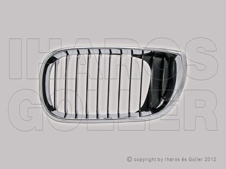 BMW 3 (E46) 2001.09.01-2005.02.28 Hűtődíszrács bal keret krómozott, bordák fekete (06M8)