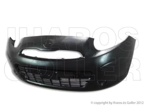 Nissan Micra (K13) 2010.09 01-2013.05.31 Első lökhárító alapozott, króm díszléc lyukkal (123L)