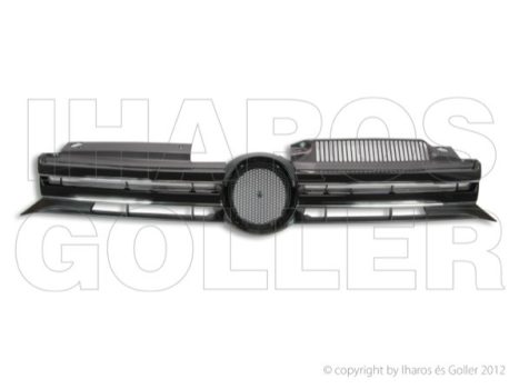 VW Golf VI 2008.10.01-2012.09.30 Hűtőrács króm díszlécekkel, fényes fekete, nyitott (0V7M)