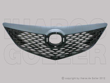 Mazda 3 2003.10.01-2006.06.30 Hűtődíszrács fekete, alapozott díszléccel (5 a.) (11SP)