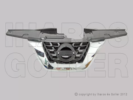 Nissan Juke 2014.05.15- Hűtőrács középrész, kamera lyukas 14- króm/fekete (1KW8)