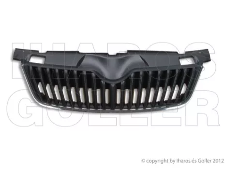 Skoda Fabia 2010.04.01-2014.09.30 Hűtődíszrács fekete (króm díszléccel) (12IX)