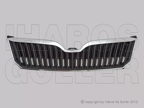 Skoda Superb 2013.06.01-2015.06.01 Hűtődíszrács fekete, krómkerettel (1KED)